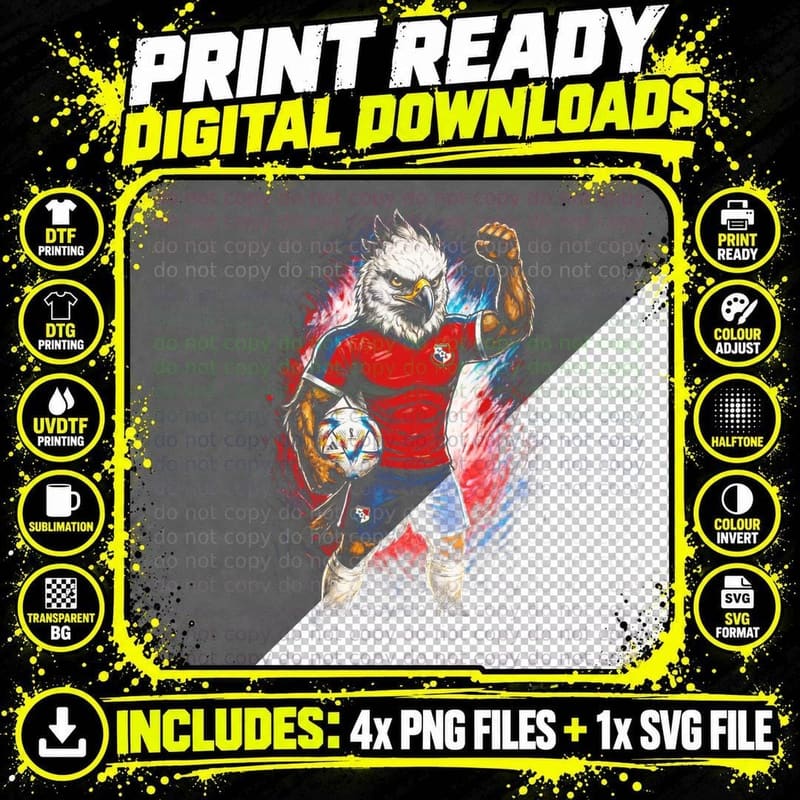 Eagle-Headed Panama Footballer White Brown Eagle Head Png SVG Digital Bundle
