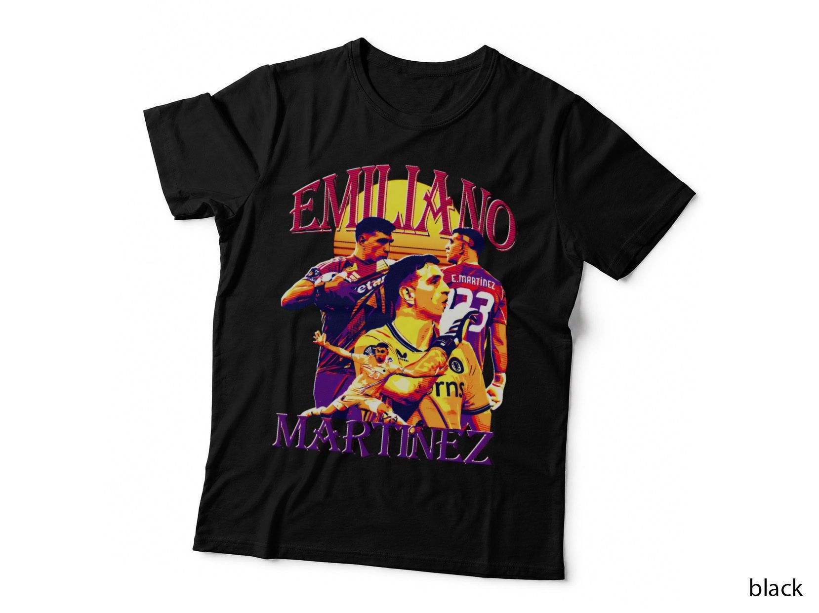 Emiliano Martinez Argentina Goalkeeper Number 23 Purple Pink Gradient T-Shirt