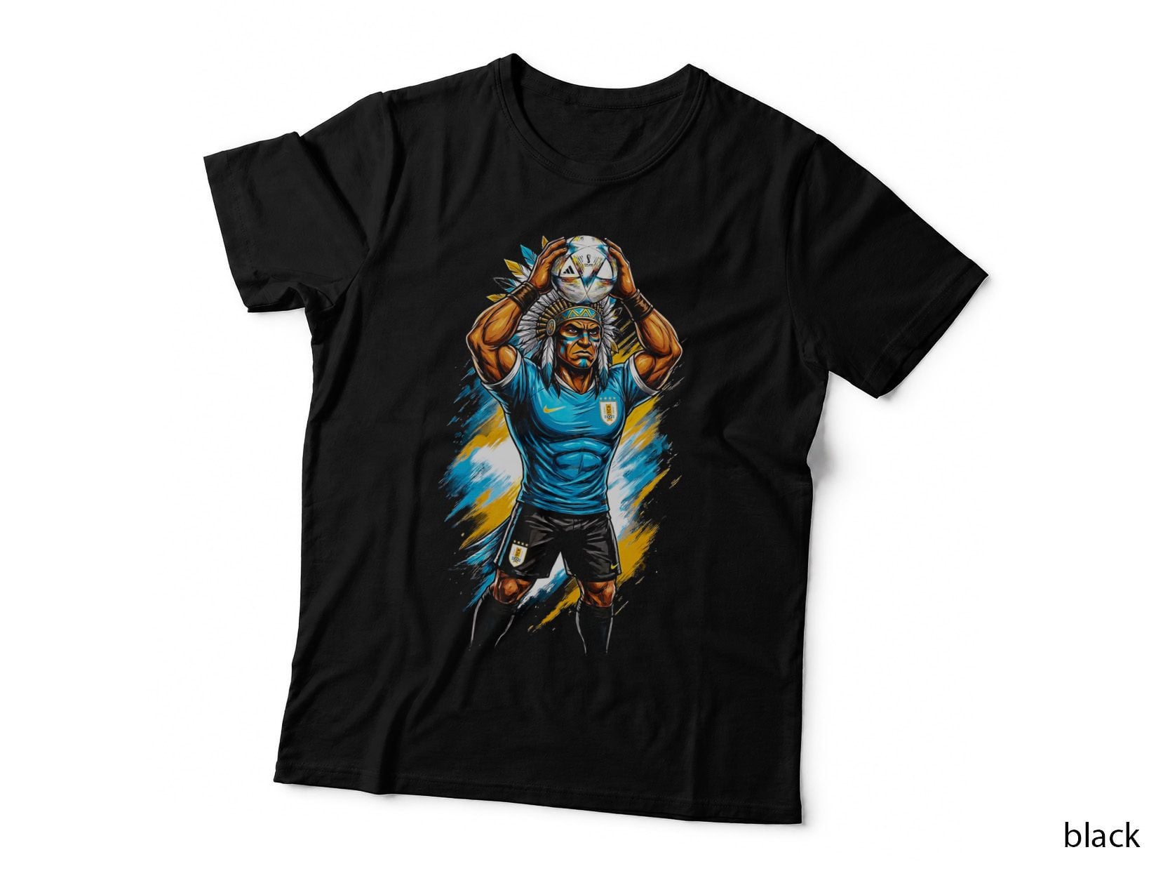 Feather-Headdress Uruguay Footballer Man in Native Feather Headdress T-Shirt