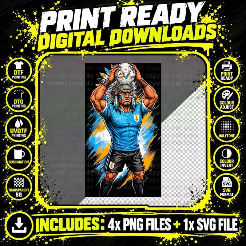 Feathered Headdress Footballer War Bonnet Blue Kit Png SVG Digital Bundle
