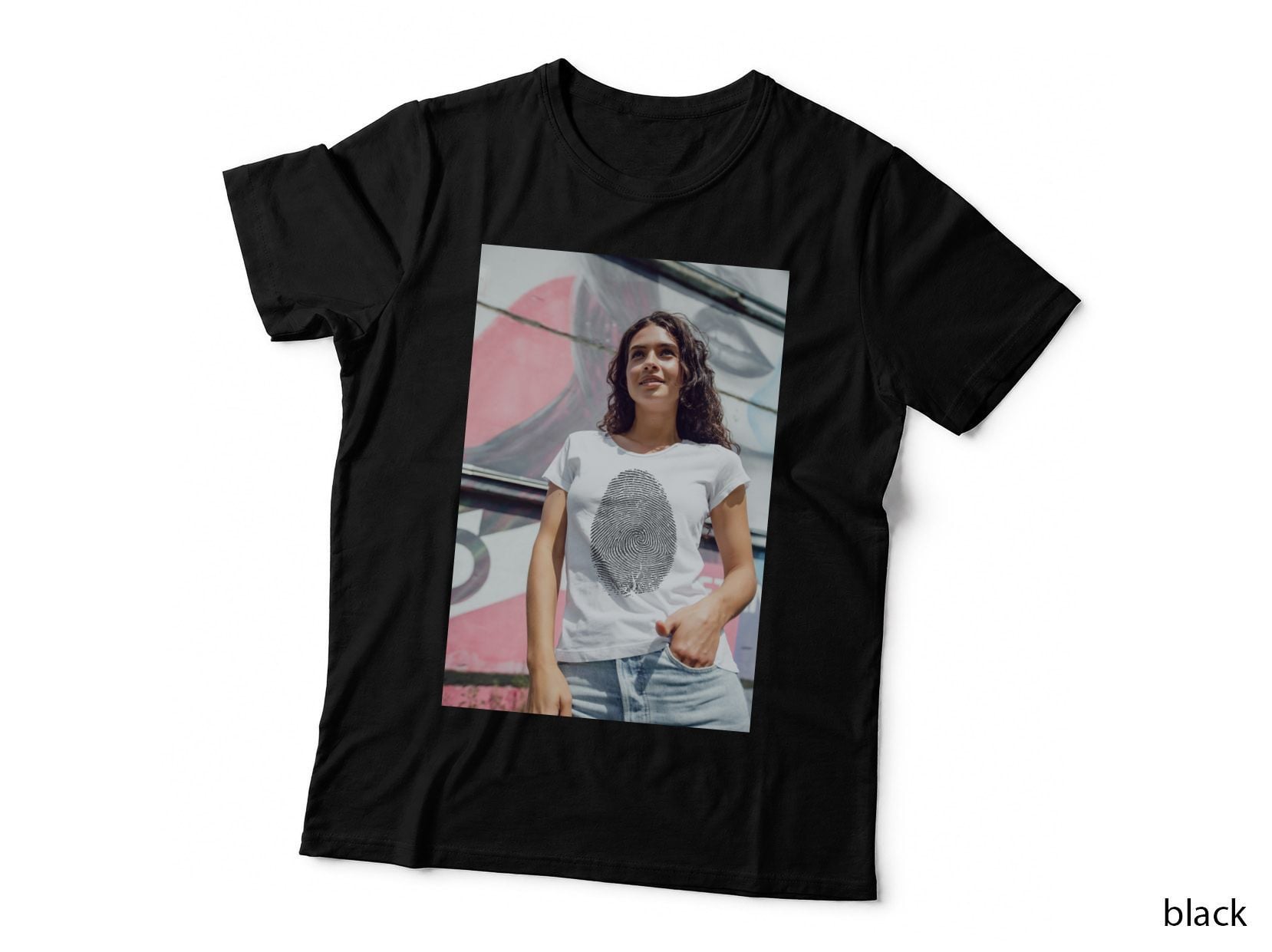 Fingerprint Tee White T-Shirt Graphic Woman Urban Lookingup