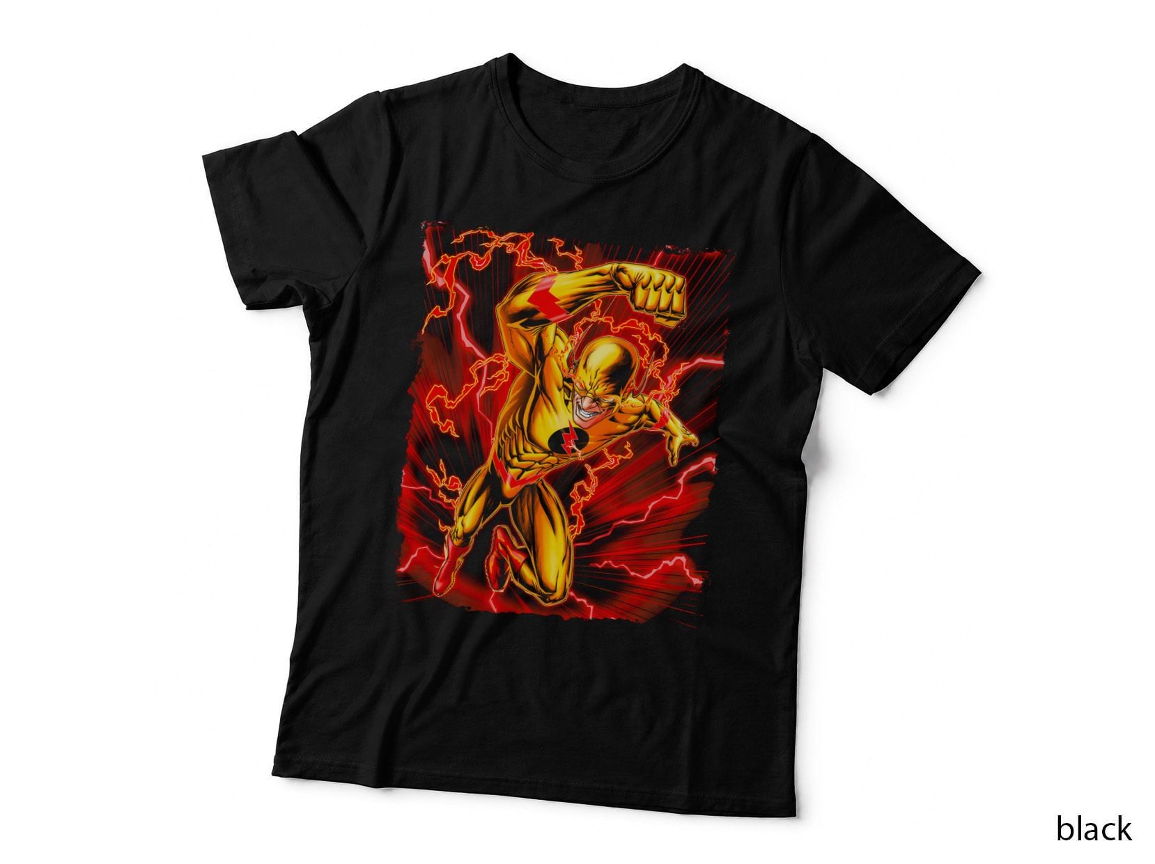 Flash Speedster Yellow with Electricity Action Motion T-Shirt