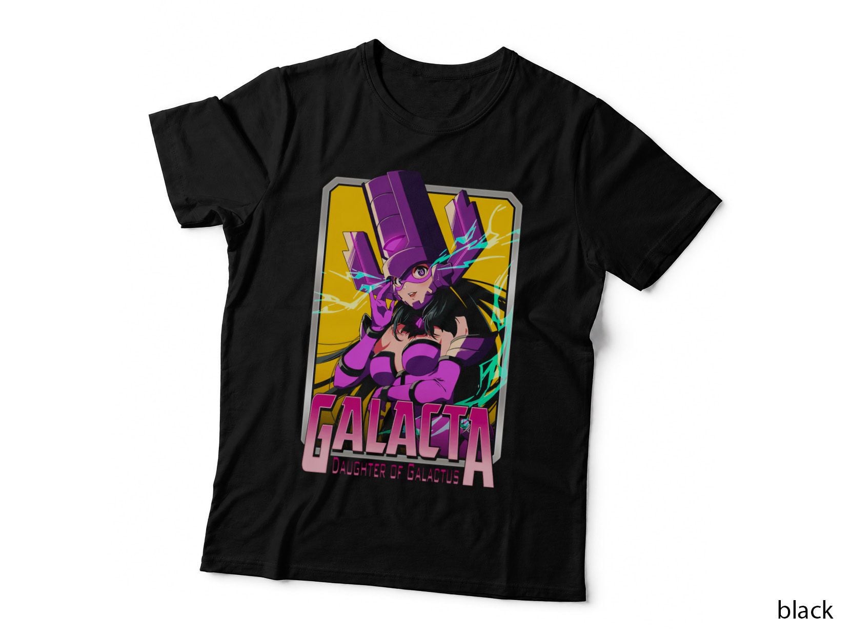 Galacta Daughter of Galactus Pink Armored Figure Italic Light Text T-Shirt