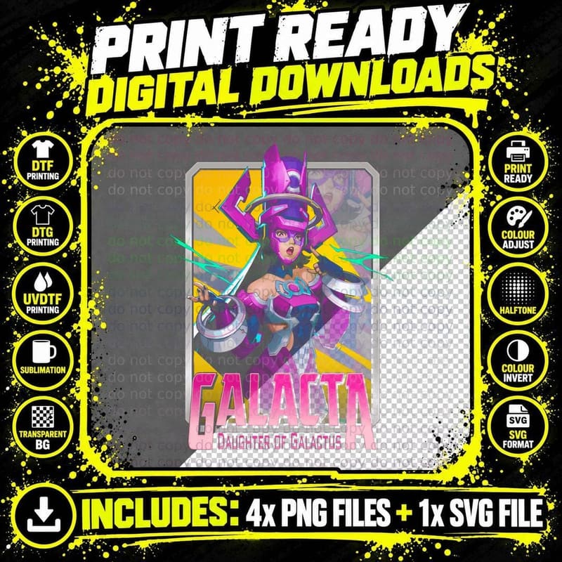 Galacta Daughter of Galactus Pink Female Character on Png SVG Digital Bundle