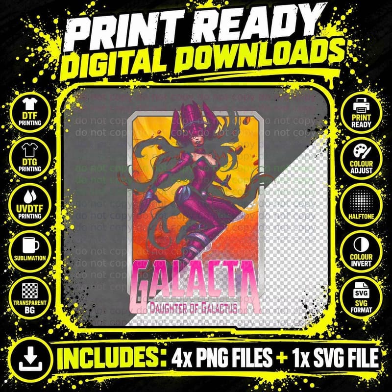 Galacta Daughter of Galactus Pink Magenta Female Figure Png SVG Digital Bundle