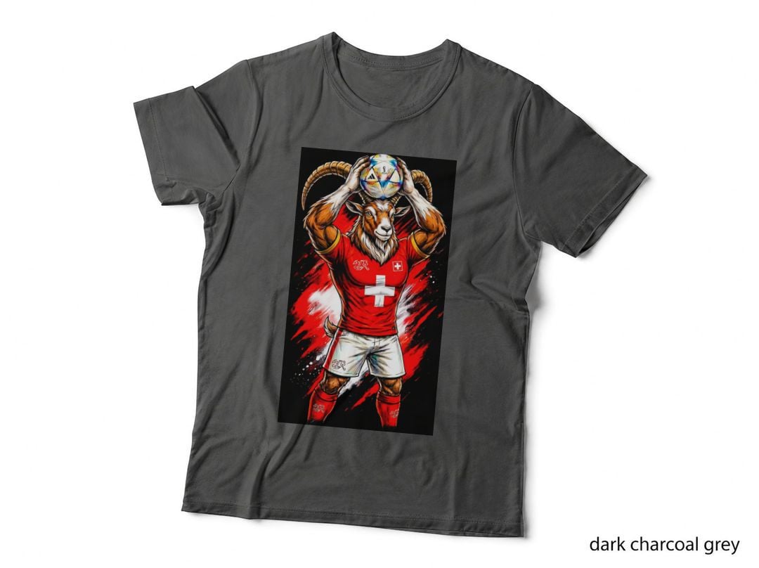 Goat-Headed Footballer Horned GOAT Head Red White Cross Kit Holding Ball T-Shirt