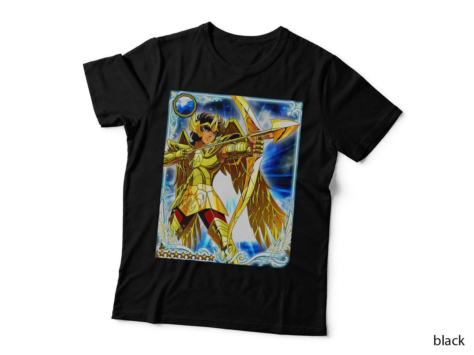 Gold Wings Warrior Blue White Halftone Winged Majestic T-Shirt