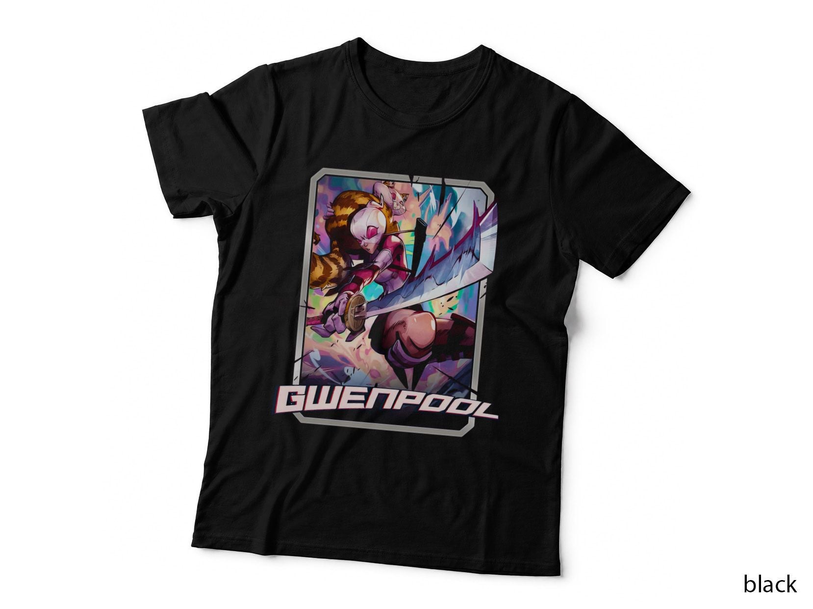 Gwenpool Pink Yellow Mecha Halftone Shooting Action T-Shirt
