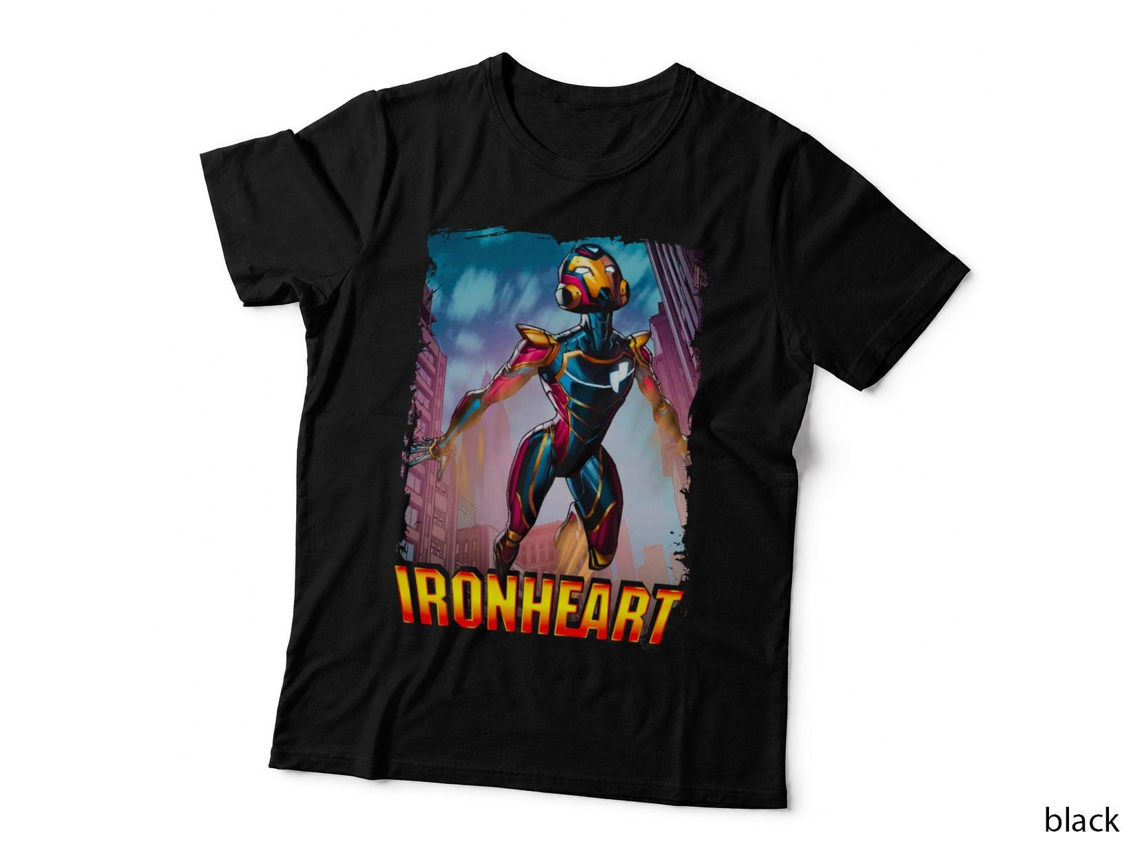 Ironheart Female Blue Gold Halftone T-Shirt