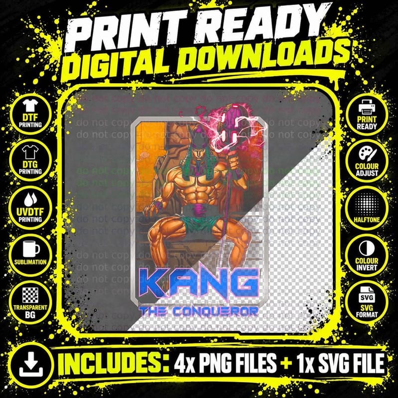 Kang the Conqueror Orange Gold Warrior Halftone Villain Png SVG Digital Bundle