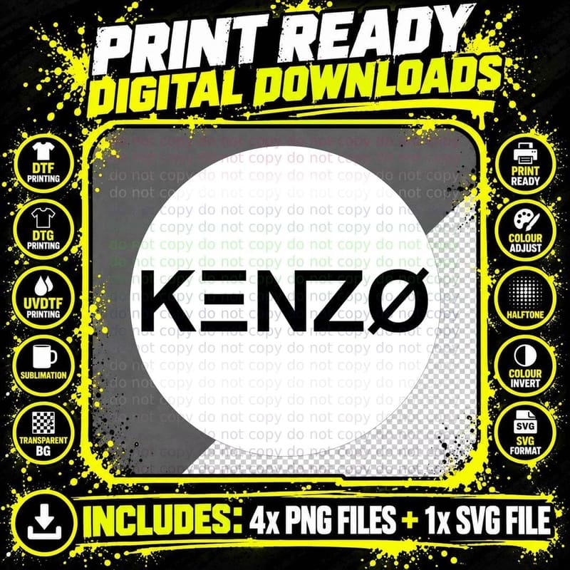 Kenzo Minimalist Circle Logo Monochrome Brand T-Shirt Png SVG Digital Bundle