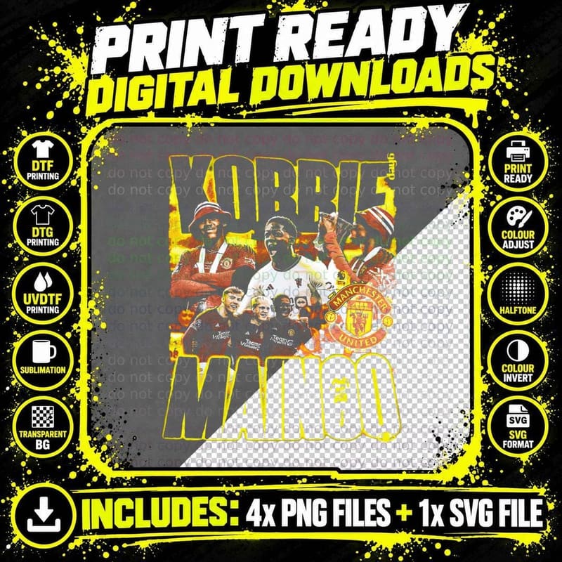 Kobbie Mainoo Day6 Yellow Outline Collage Manchester Png SVG Digital Bundle