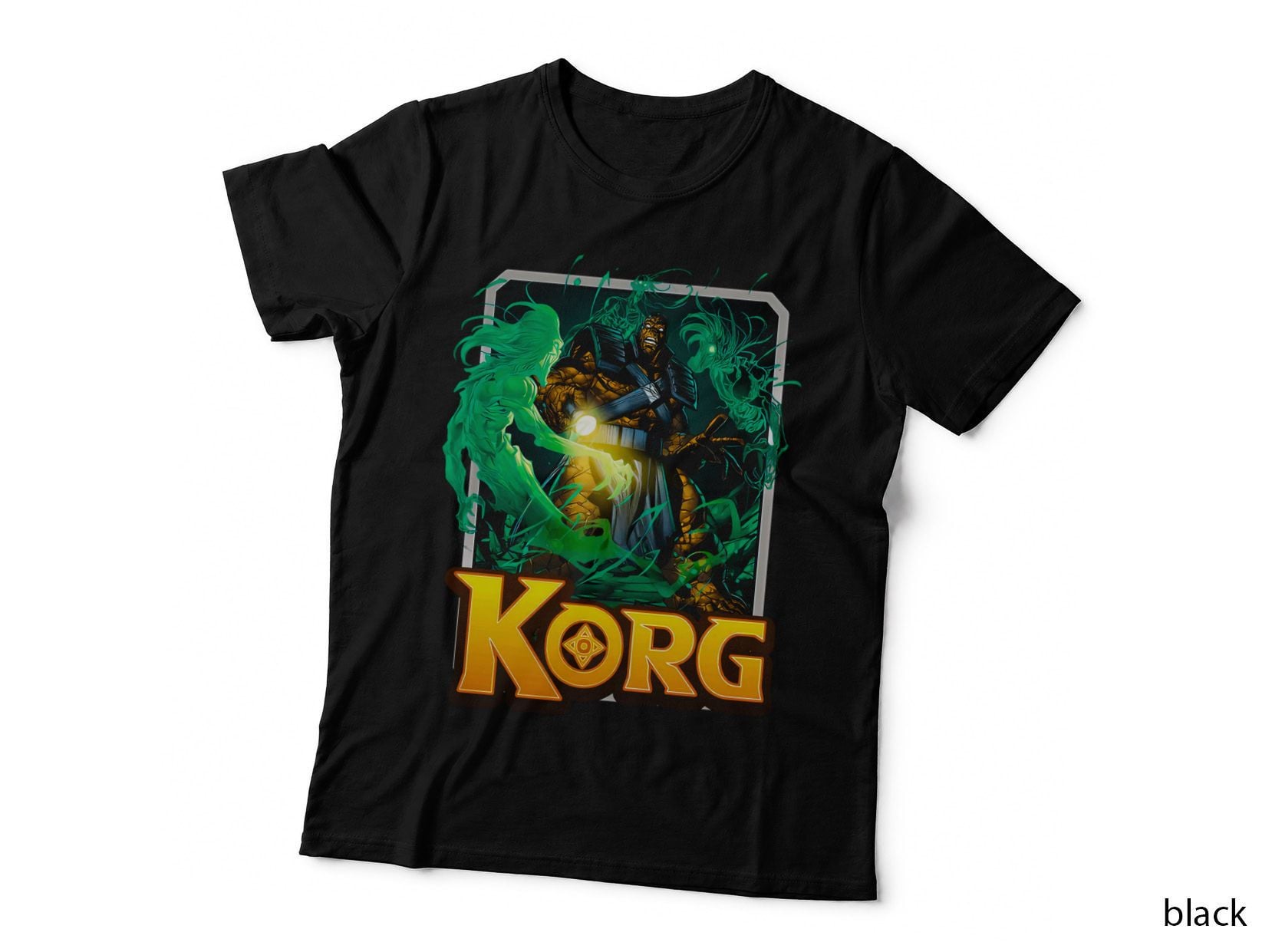 Korg Green Orange Plant Creature Halftone Character T-Shirt
