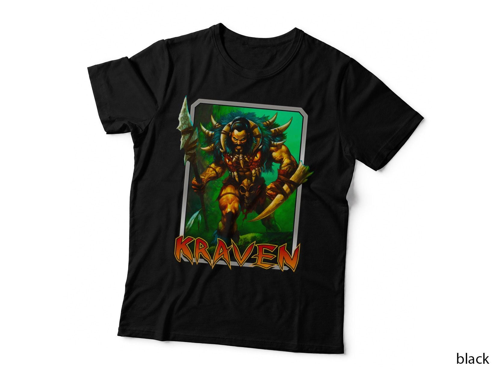 Kraven Green Yellow Demon Halftone Character Villain T-Shirt