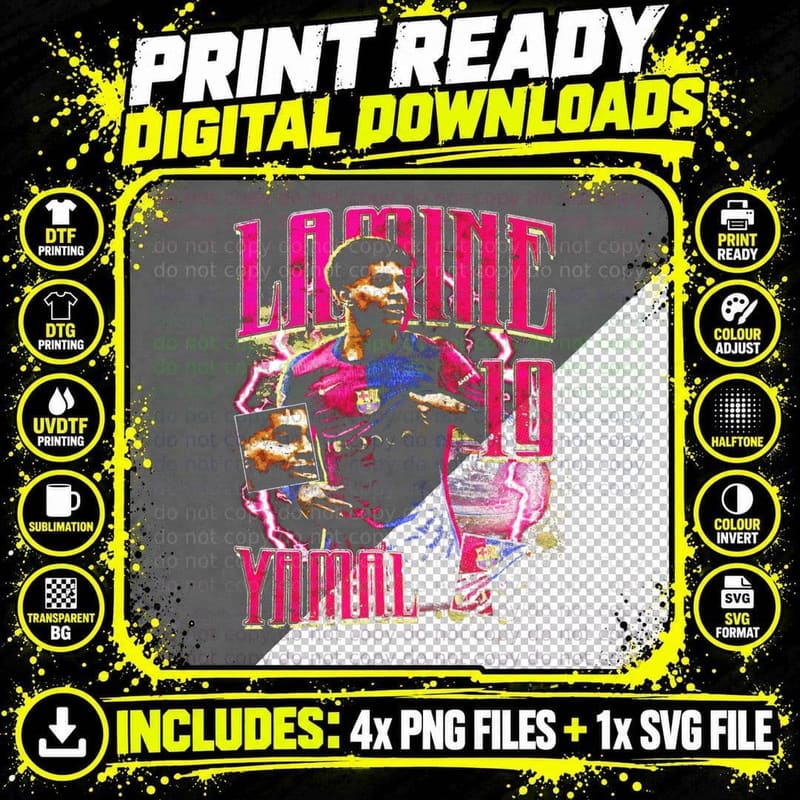 Lamine Yamal Pink Magenta Lightning Bolt Collage Png SVG Digital Bundle