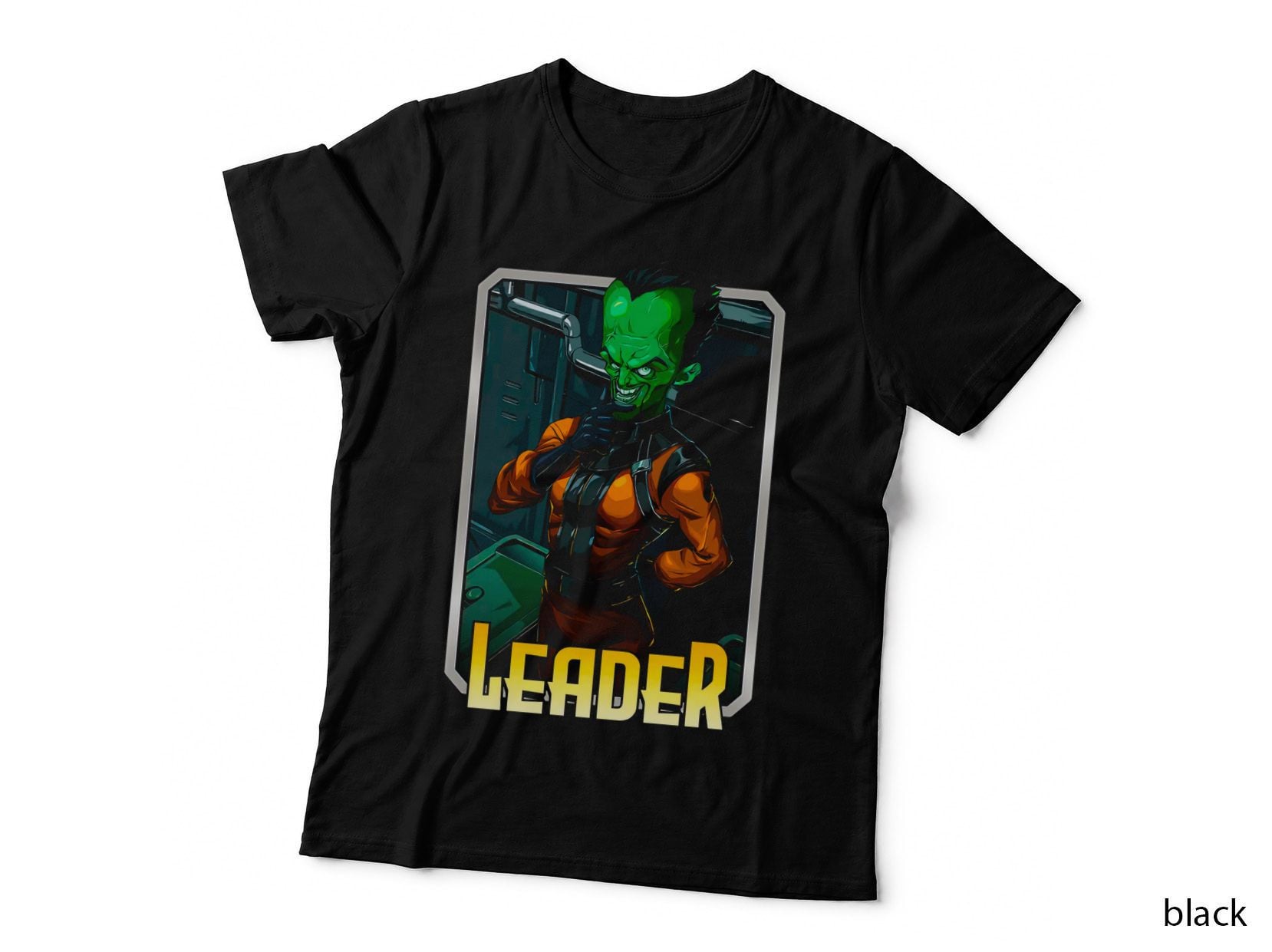 Leader Green Orange Cyborg Halftone Character Tech T-Shirt