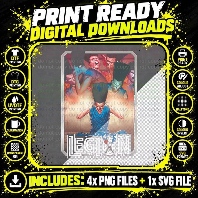 Legion Blue Red Character Halftone Multiple Png SVG Digital Bundle