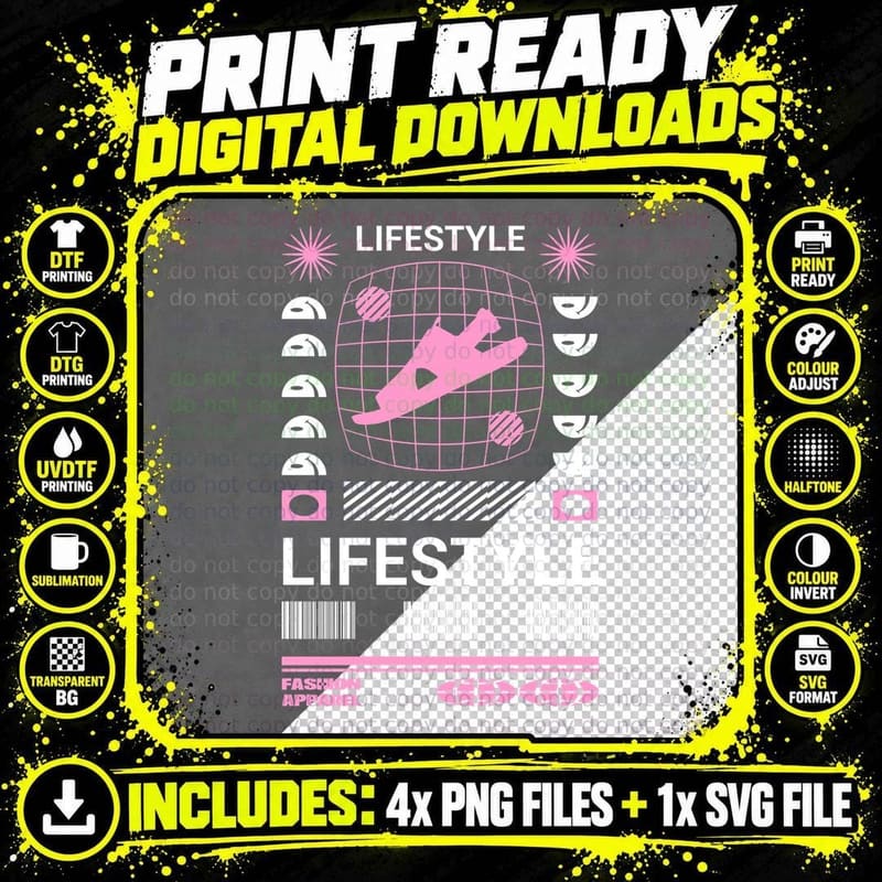 Lifestyle Grid Sphere Fashion Apparel Pink Y2k Digital Png SVG Digital Bundle
