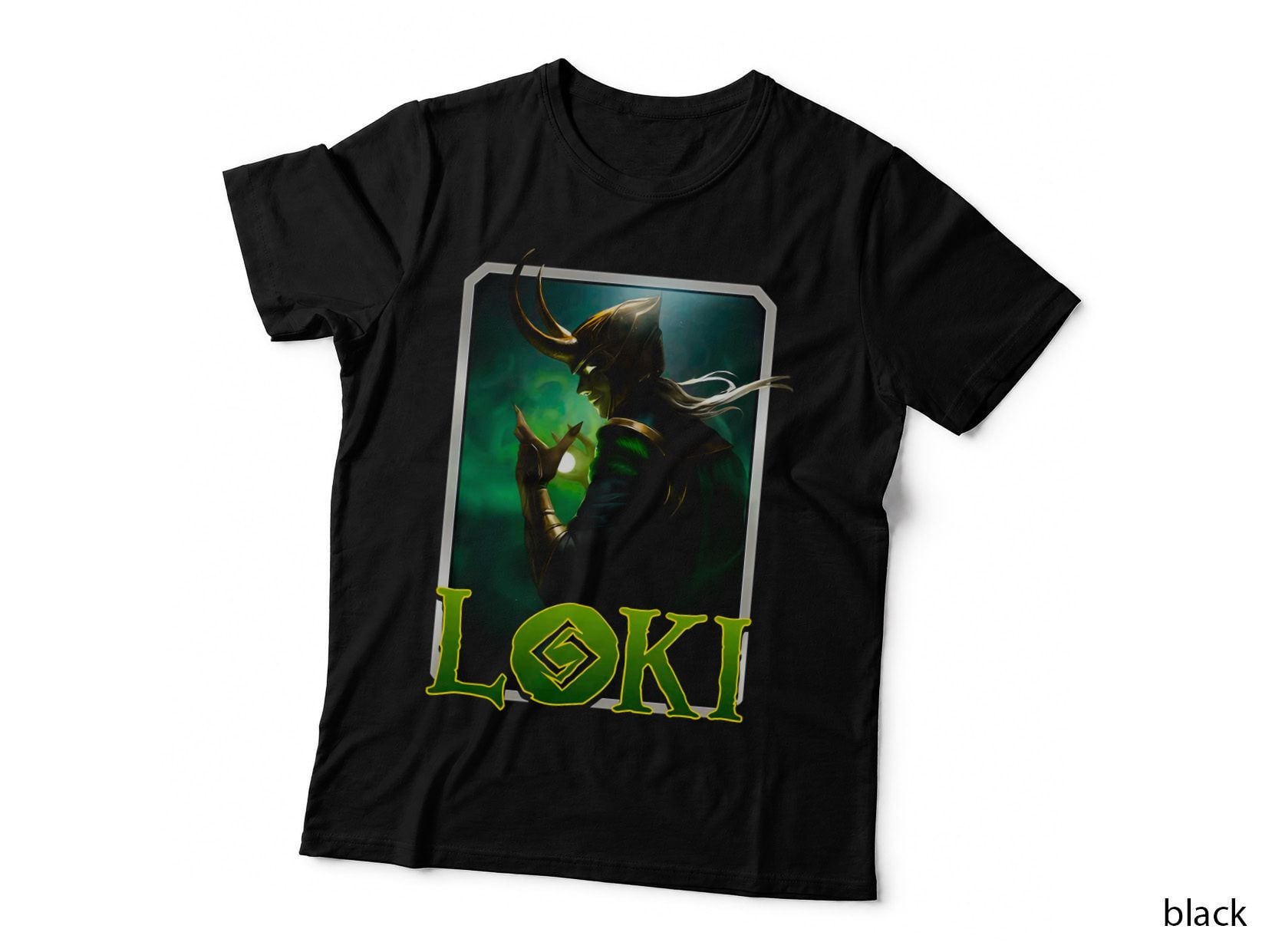 Loki Green Gray Demon Halftone Character Mystical T-Shirt