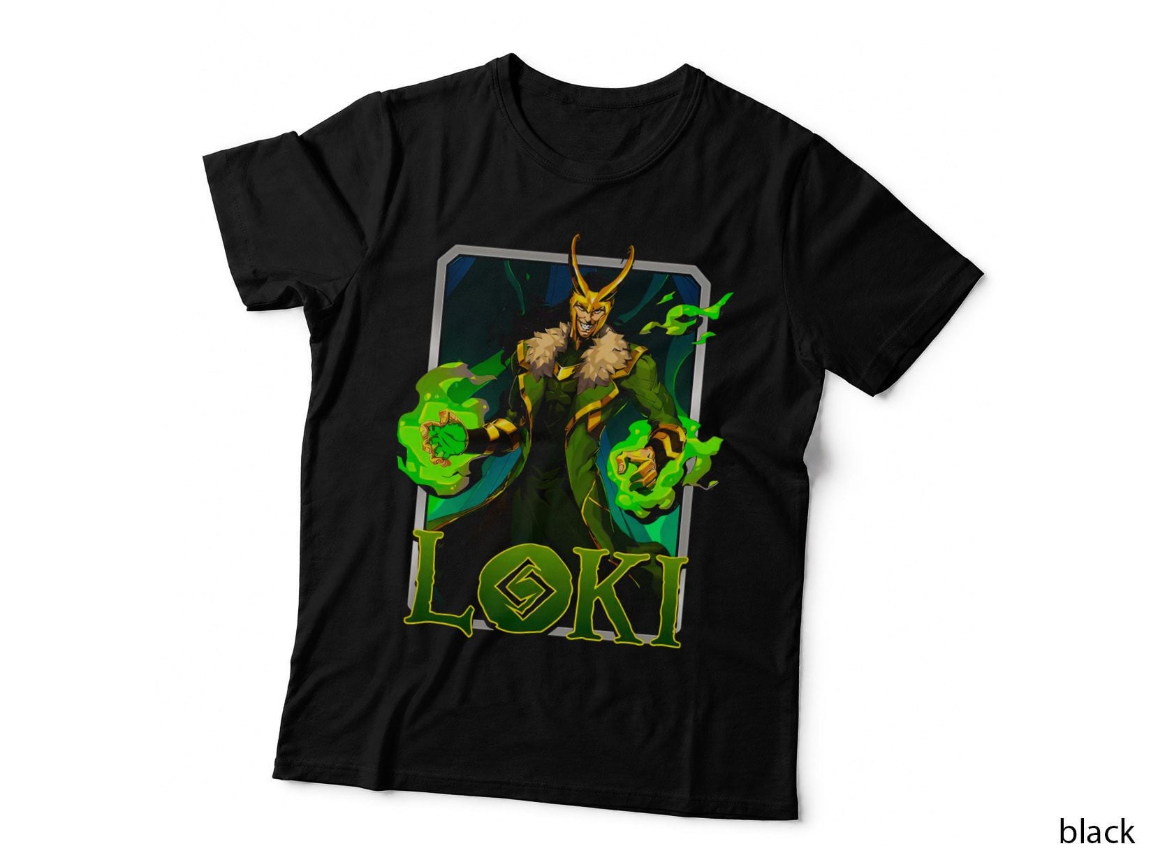 Loki Green Yellow Demon Halftone Character Villain T-Shirt