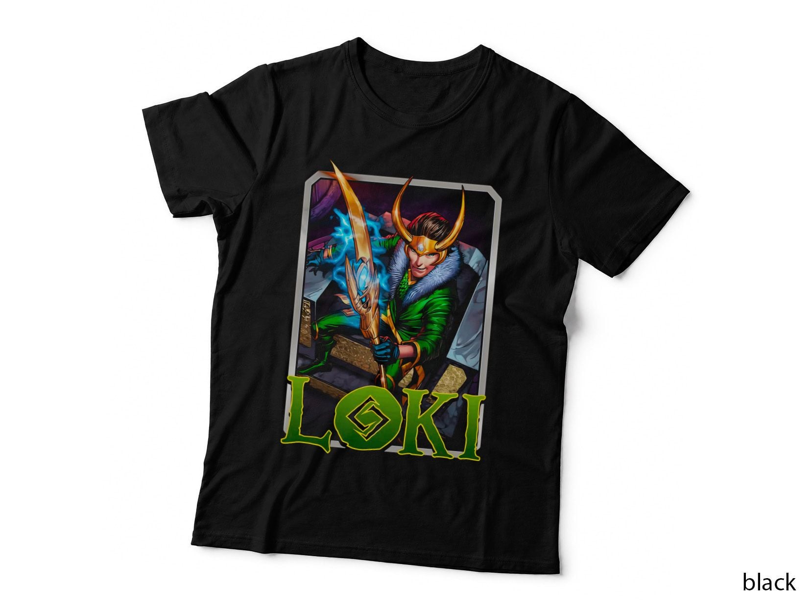 Loki Orange Blue Demon Halftone Character Mischievous T-Shirt
