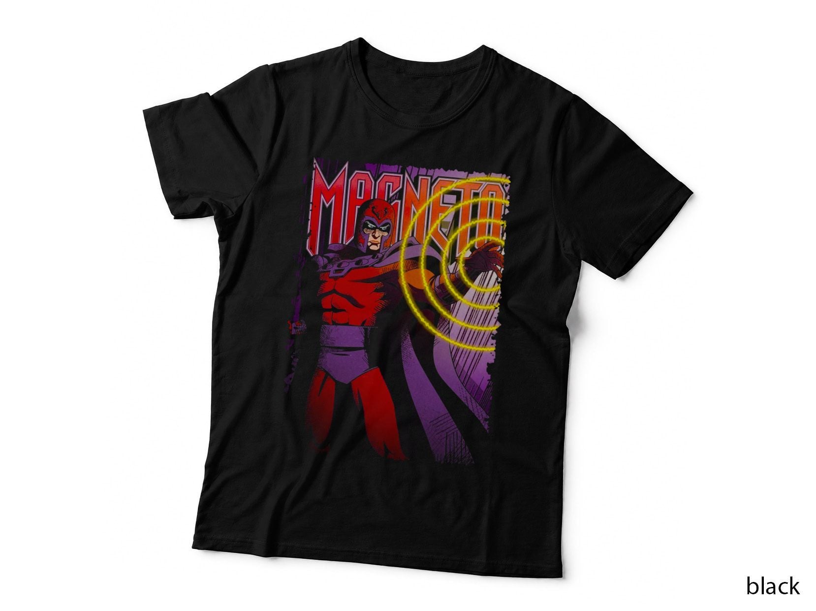 Magneta Purple Red Yellow Halftone Superhero Magnetic T-Shirt