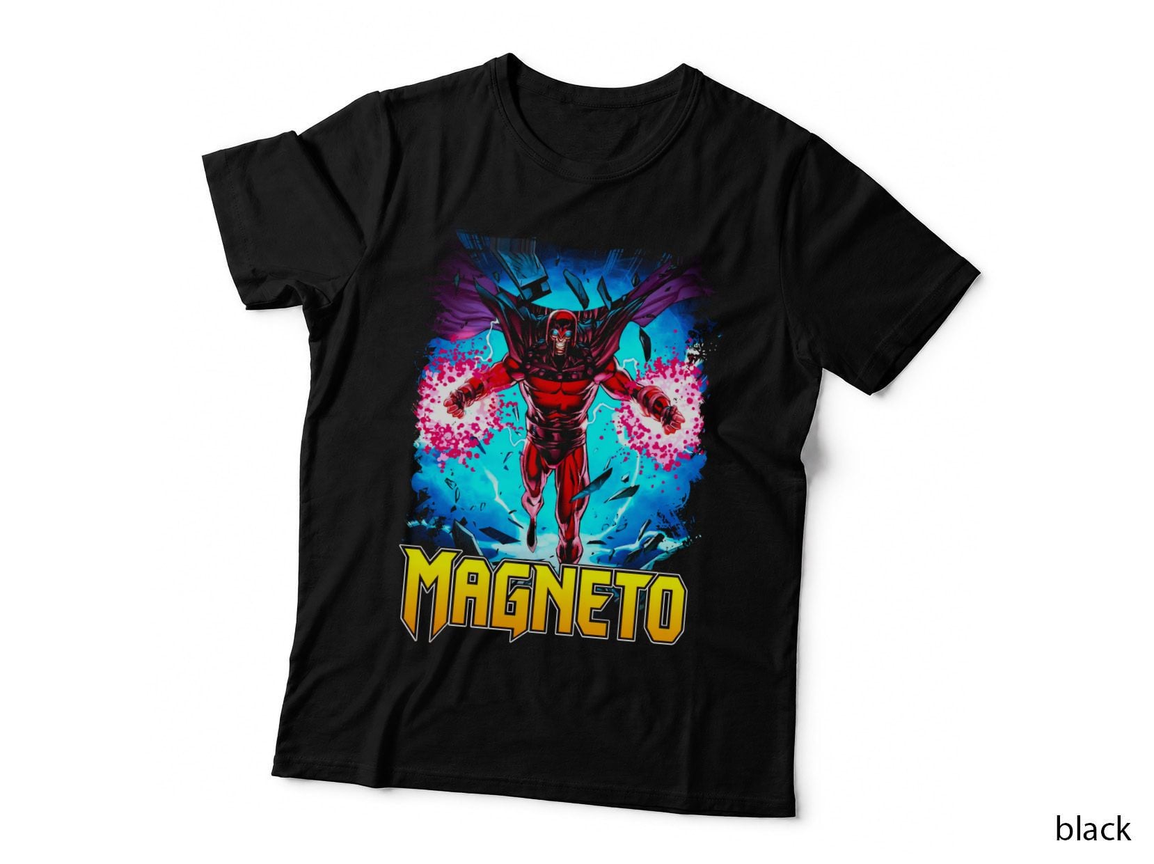 Magneto Red Character Cyan Pink Halftone T-Shirt