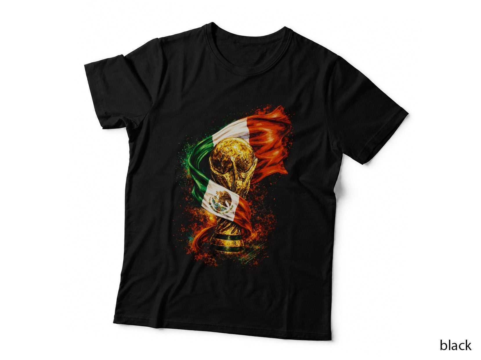 Mexico World Cup Trophy Wrapped in Flag Eagle Emblem Green T-Shirt