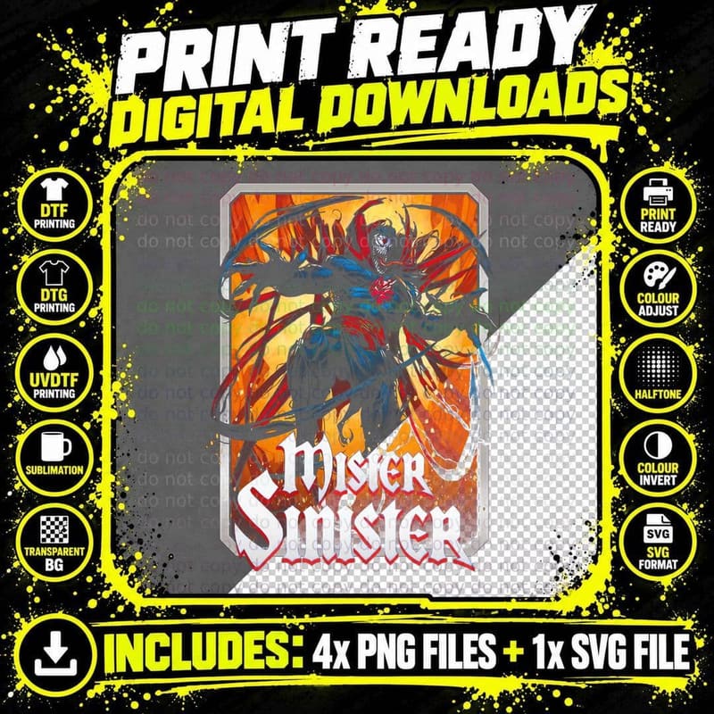 Mister Sinister Orange Red Demon Villain T-Shirt Png SVG Digital Bundle