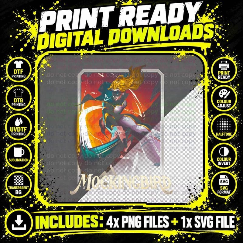 Mockingbird Action Comic Halftone Warrior T-Shirt Png SVG Digital Bundle