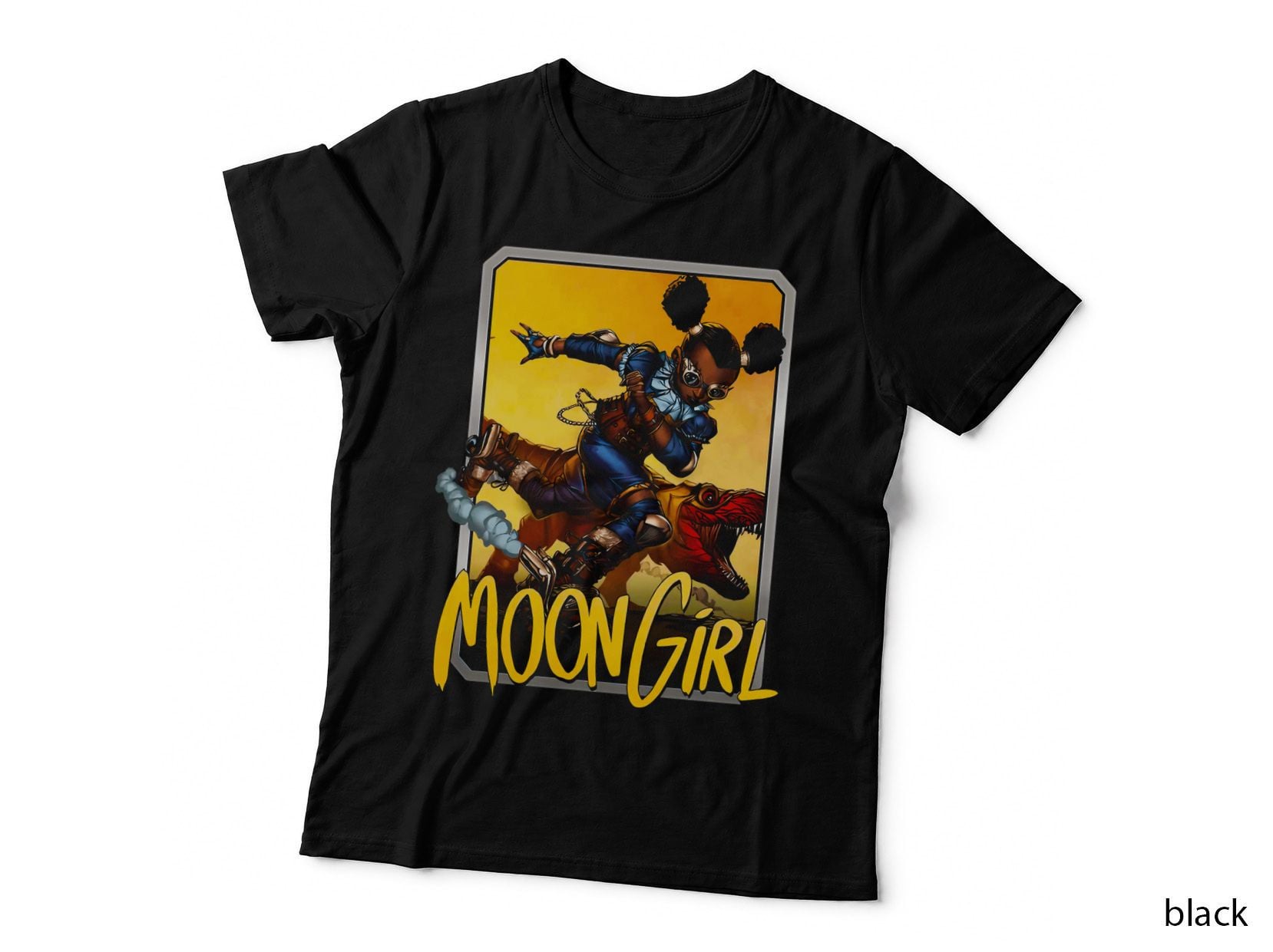 Moon Girl Yellow Background Action Superhero T-Shirt