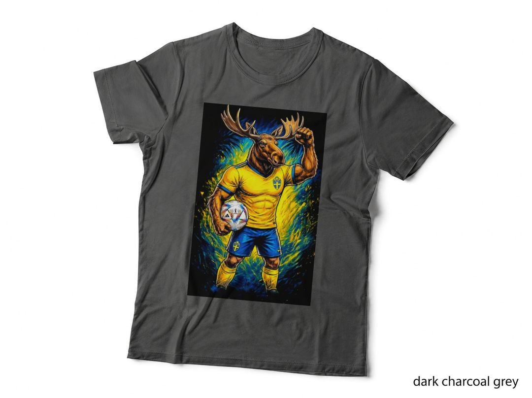 Moose-Headed Footballer Moose Antlers Yellow Blue Kit Fist Raised T-Shirt