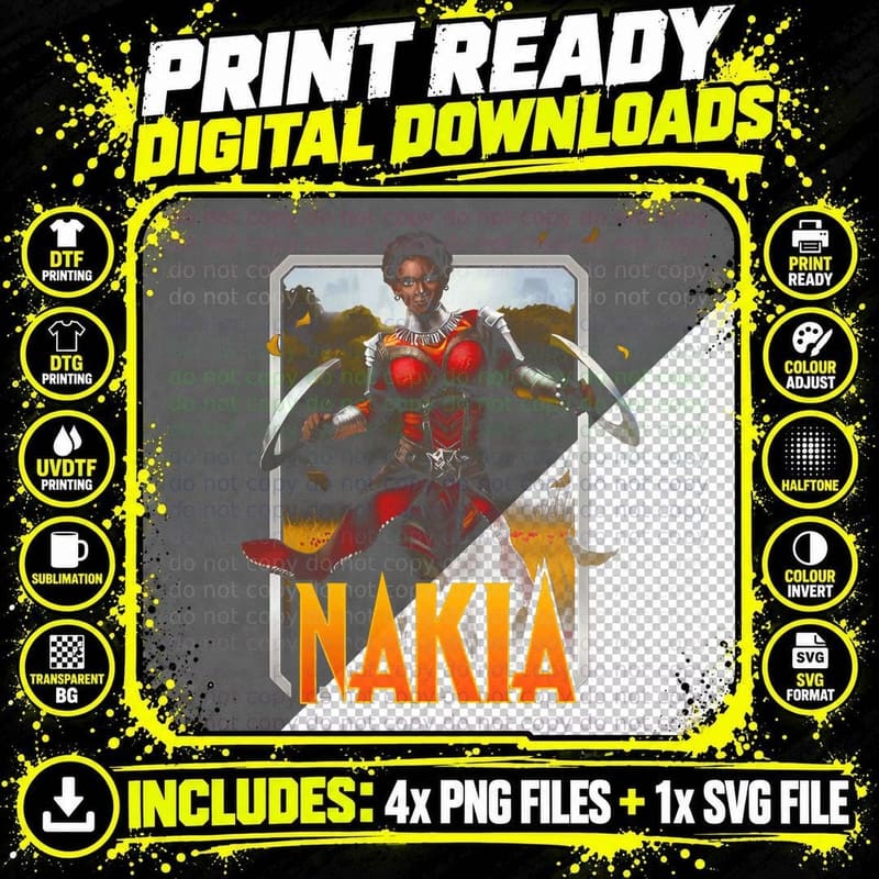 Nakia Gold Warrior Armor Female Red T-Shirt Png SVG Digital Bundle