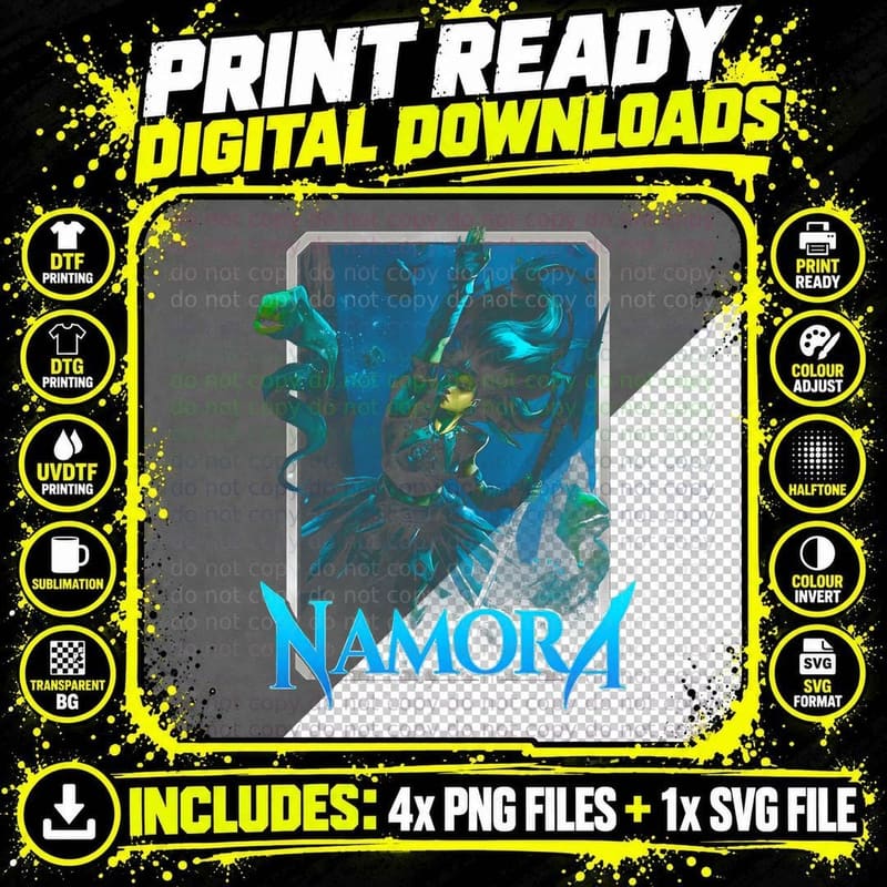 Namora Cyan Teal Ocean Female Warrior T-Shirt Png SVG Digital Bundle