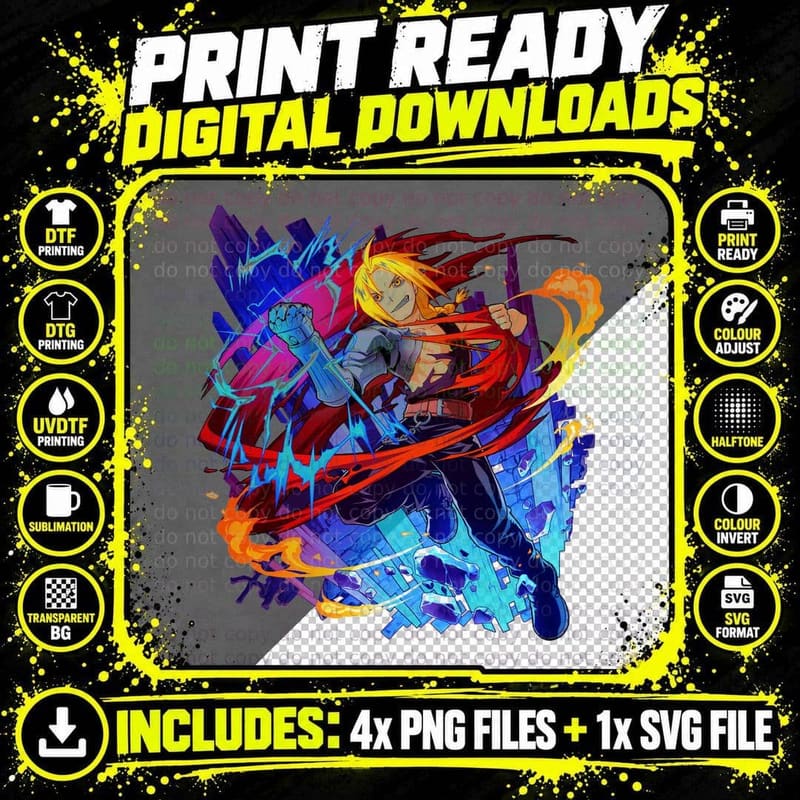 Orange-Haired Character Orange Hair Fire Blue Action Png SVG Digital Bundle