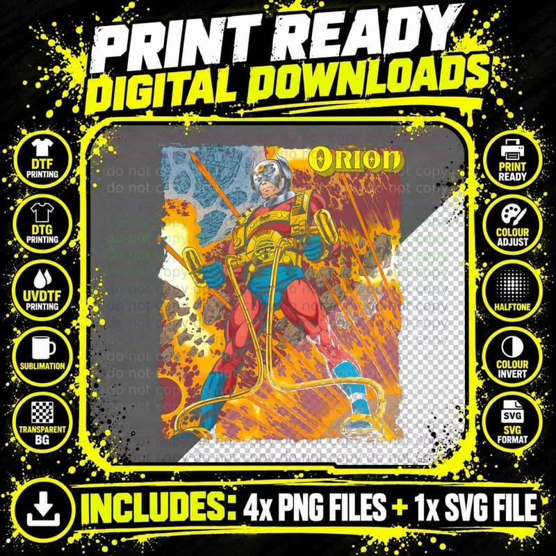 Orion Warrior Fiery Character with Yellow Gold Armor Png SVG Digital Bundle
