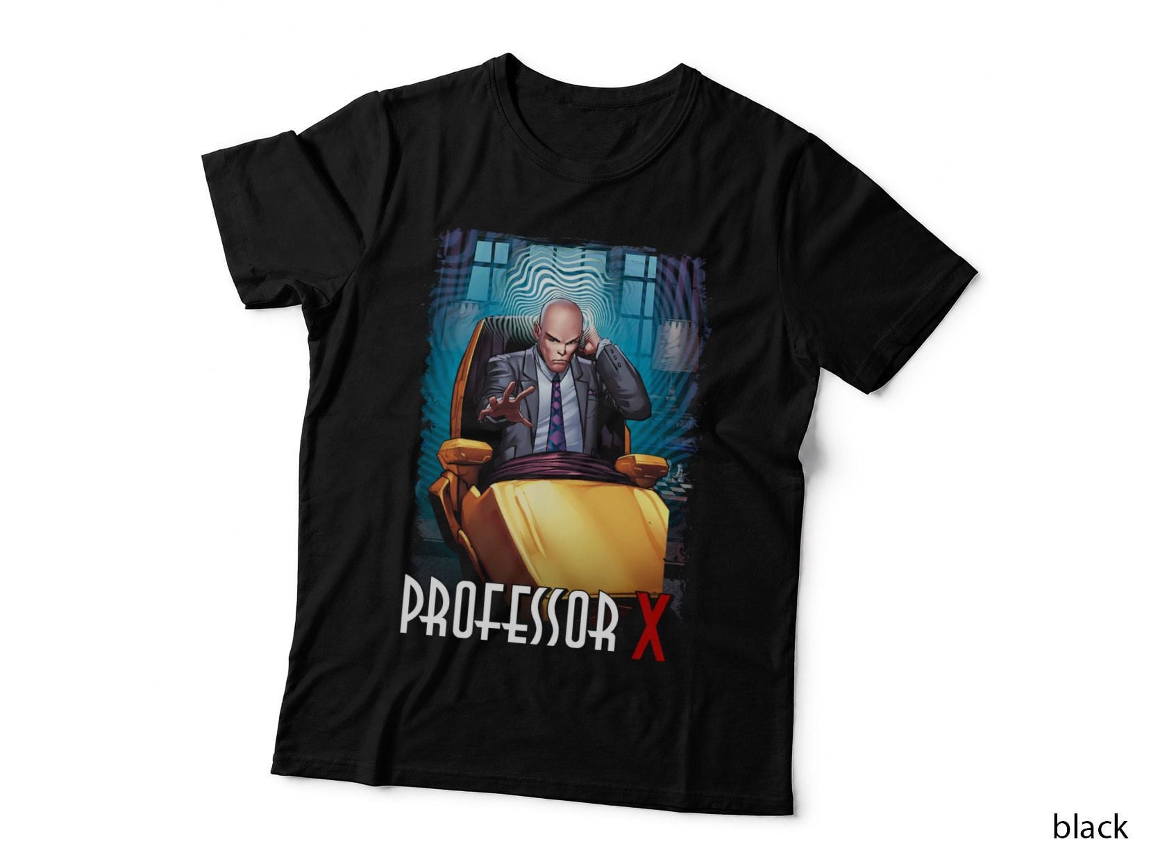 Professor X Bald Male Suit Blue Halftone T-Shirt
