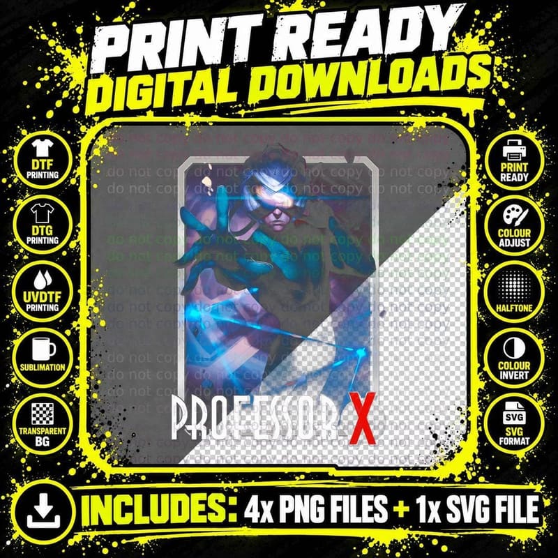 Professor X Blue Cyan Mystic Psychic T-Shirt Png SVG Digital Bundle