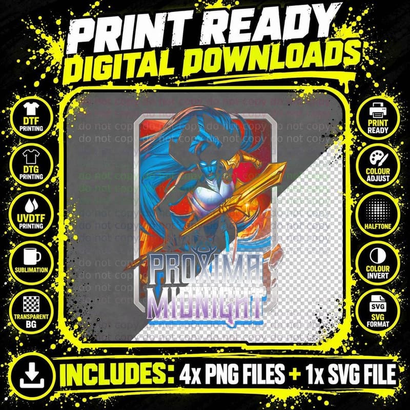 Proxima Midnight Red Orange Warrior Female T-Shirt Png SVG Digital Bundle