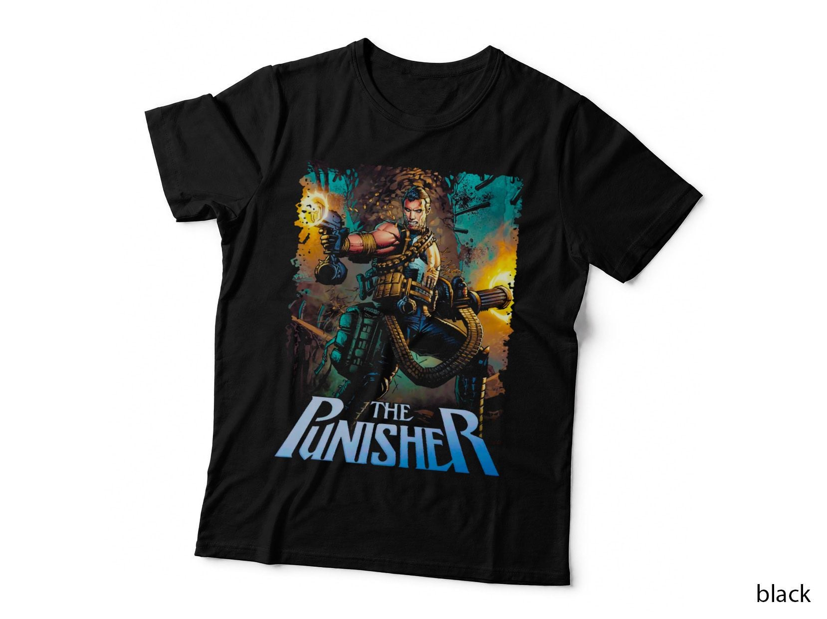 Punisher the Male Weapon Blue Halftone T-Shirt