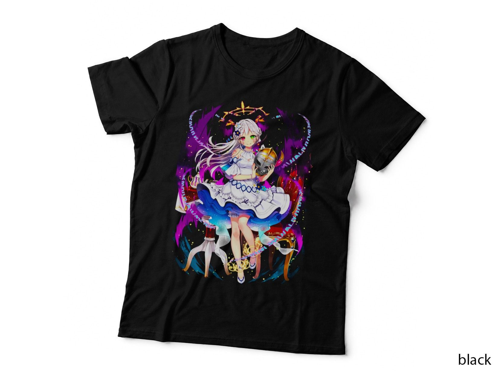Purple Magic Purple-Haired Girl White Effects Mystical Theme T-Shirt