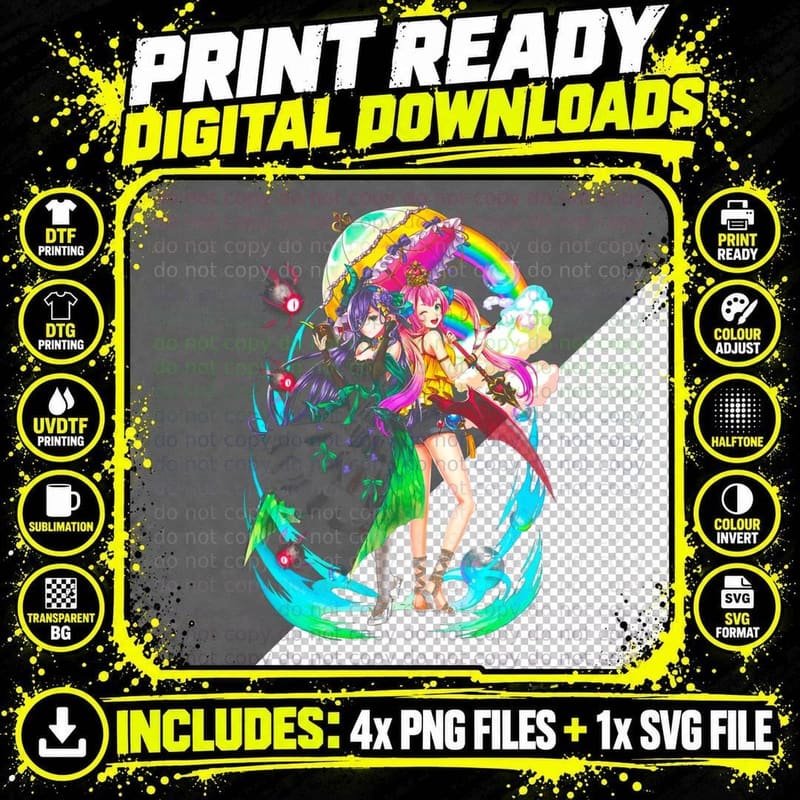 Rainbow Sisters Multiple Girls Effects Magical Cloud Png SVG Digital Bundle
