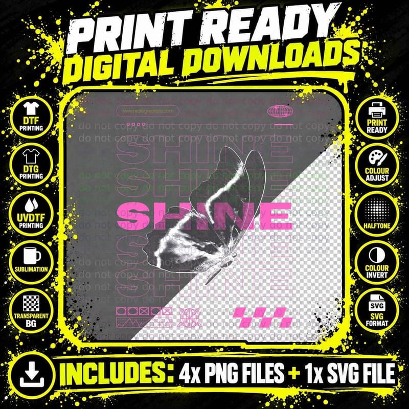 Red Black Monochrome Streetwear Double-Sided T-Shirt Png SVG Digital Bundle