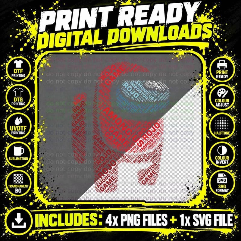 Red Blue Crewmate Character T-Shirt Png SVG Digital Bundle