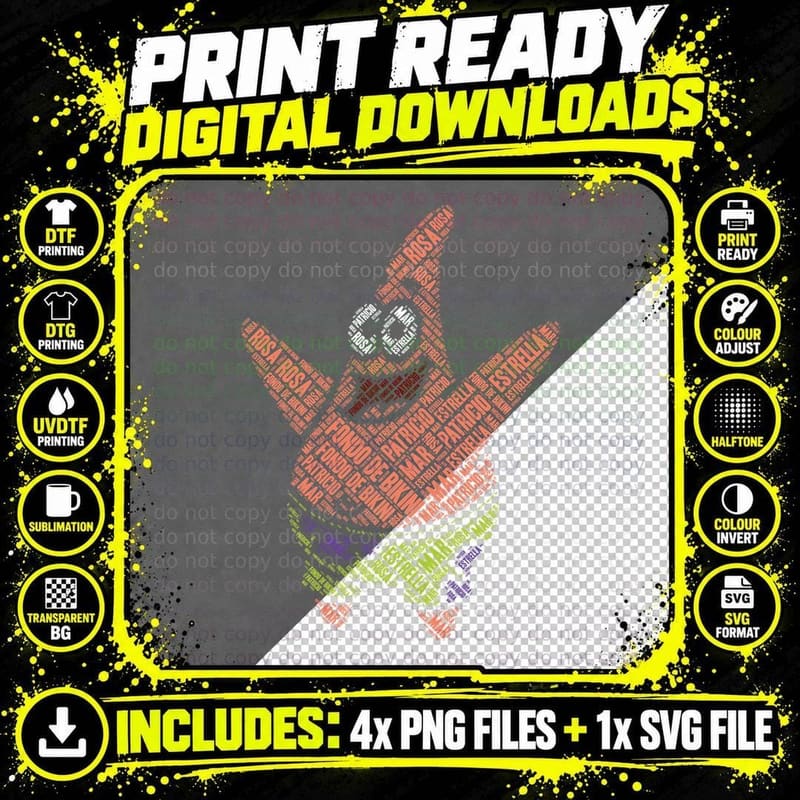 Red Green Purple Character Figure T-Shirt Png SVG Digital Bundle