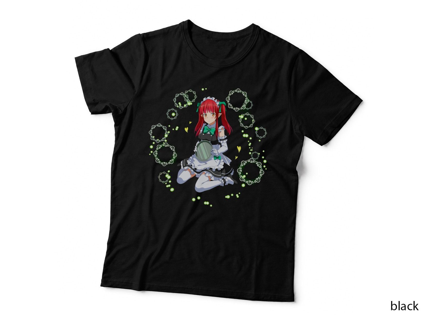 Red Mage Red-Haired Girl Green White Magical Circles T-Shirt