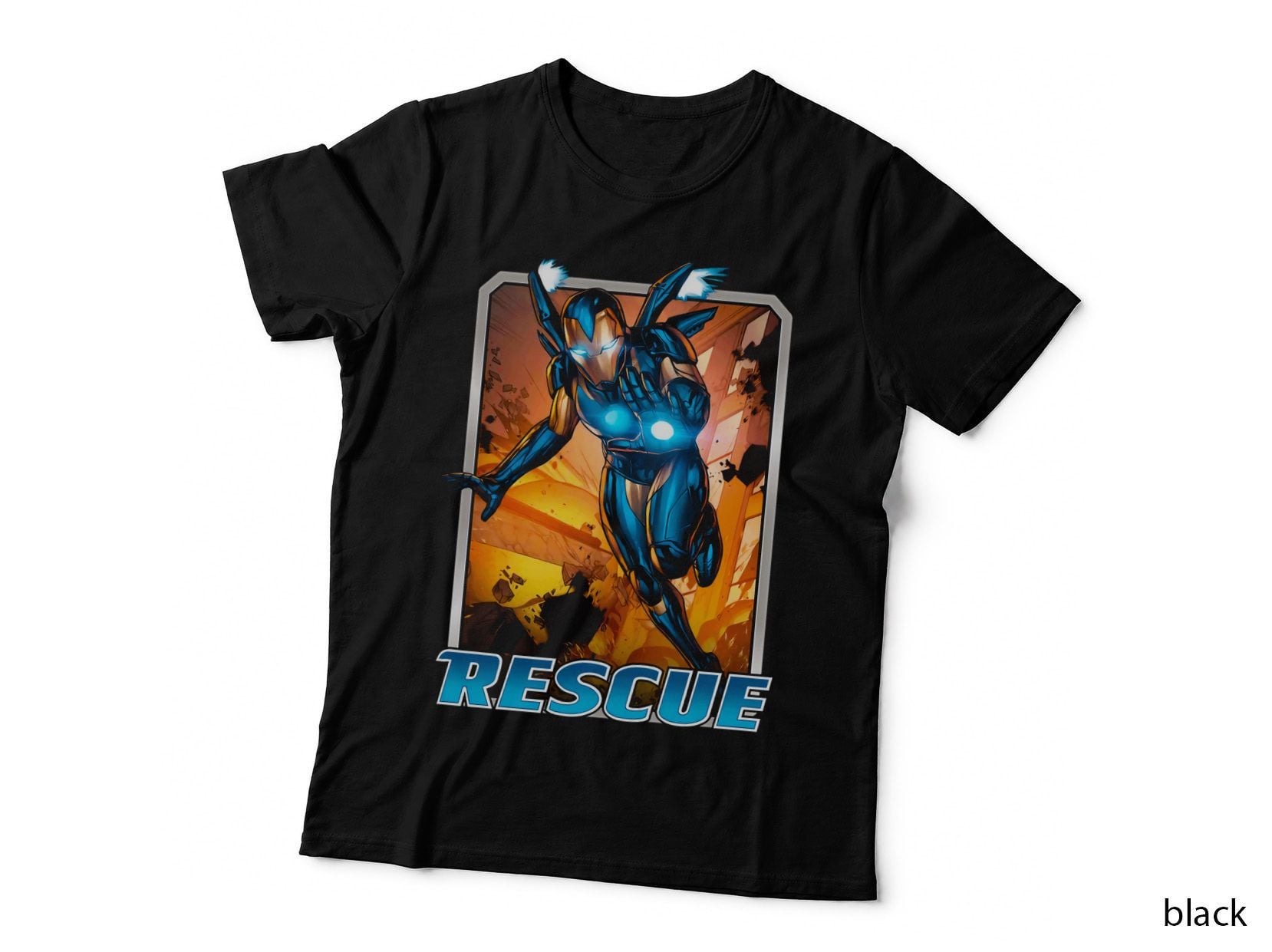 Rescue Orange Blue Warrior Female Hero T-Shirt
