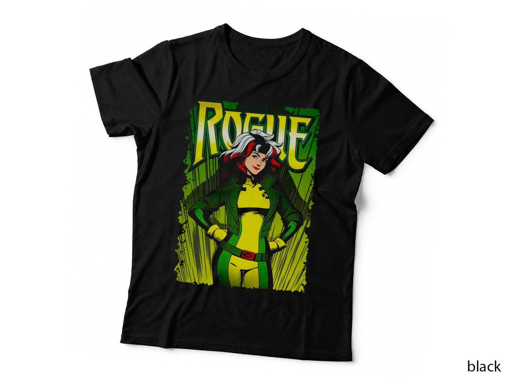 Rogue Green Yellow Blue Halftone Striped Superhero T-Shirt