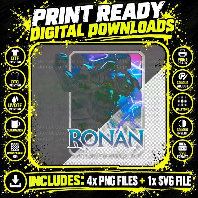 Ronan the Accuser the Cyan Blue Glowing Warrior T-Shirt Png SVG Digital Bundle