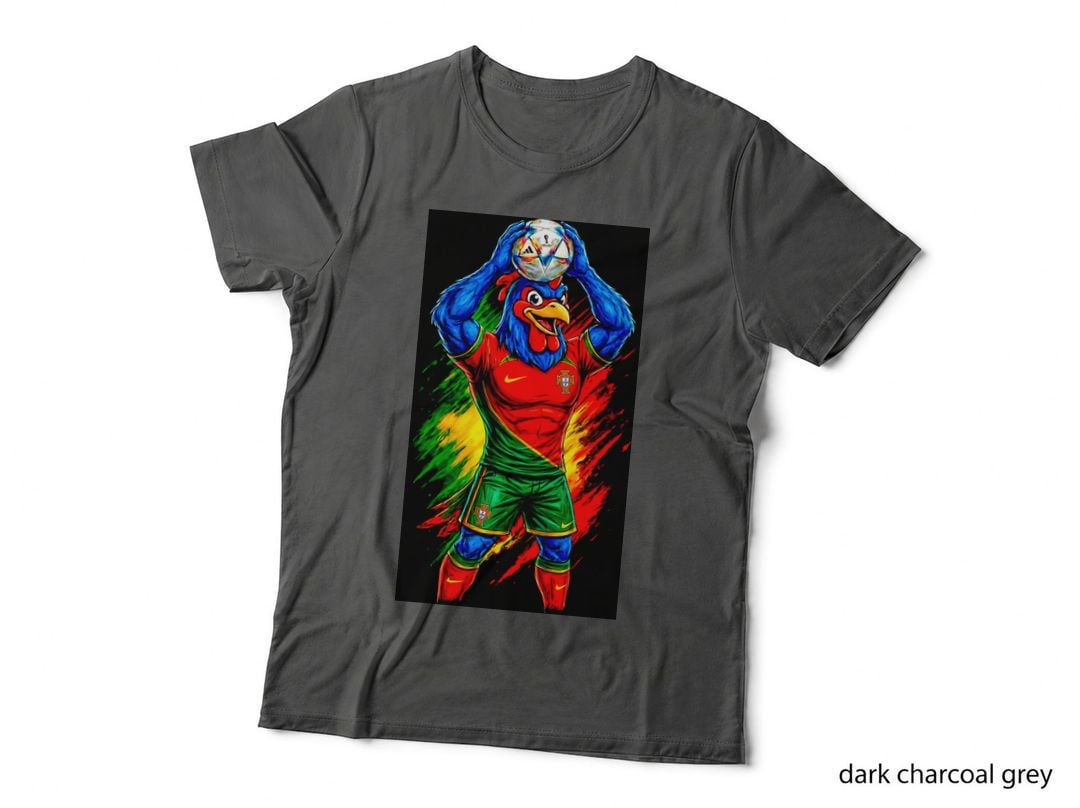 Rooster-Headed Footballer Blue Feathered Rooster Head Red Green Kit T-Shirt